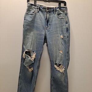 Womens Blue Distressed Jeans
